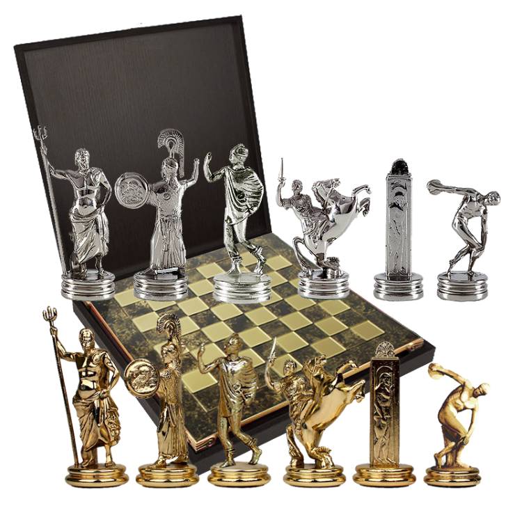 Шахматы на коричневой доске Олимпийские Игры Manopoulos MP-S-7-36-BRO, все фигуры