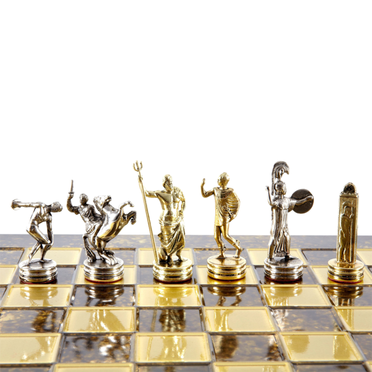 Шахматы на коричневой доске Олимпийские Игры Manopoulos MP-S-7-36-BRO, фигуры в профиль