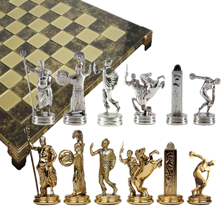 Шахматы на коричневой доске Олимпийские Игры Manopoulos MP-S-7-36-BRO, полный набор фигур