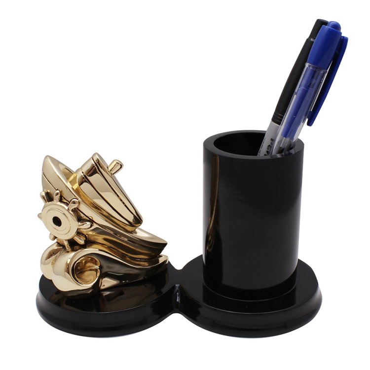 Подставка для ручек Корабль (золотая)