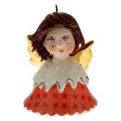 Статуэтка - колокольчик Ангел красно белый, темные волосы
