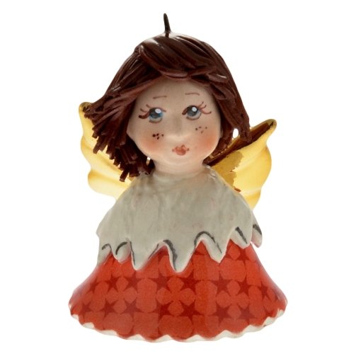 Статуэтка - колокольчик Ангел красно белый, темные волосы