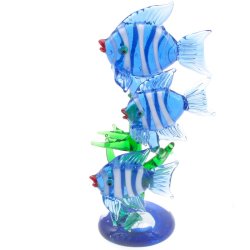 Статуэтка из Муранского стекла Трио Рыбок, цвет голубой