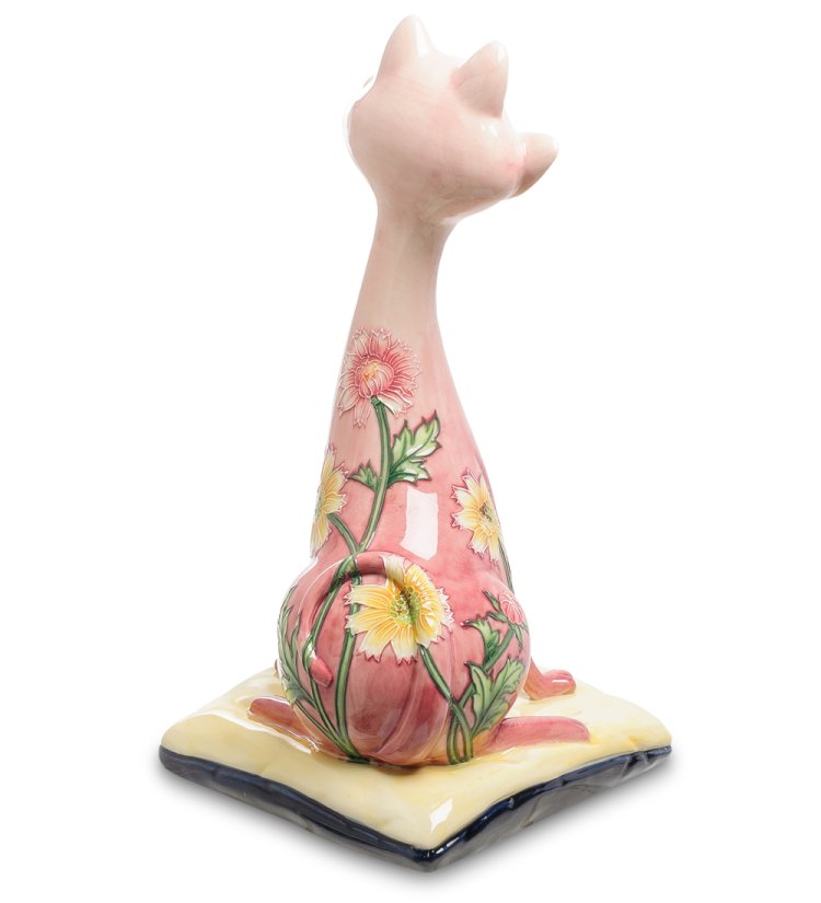 Статуэтка из фарфора Сытый Розовый Кот Pavone JP-147/ 8, фотография со спины