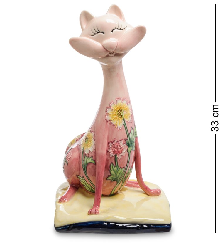 Статуэтка из фарфора Сытый Розовый Кот Pavone JP-147/ 8