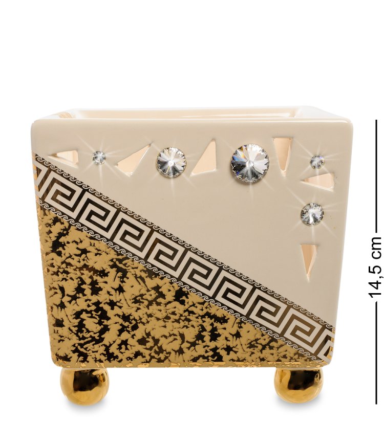 Квадратная низкая Ваза из керамики с кристаллами Сваровски Ahura