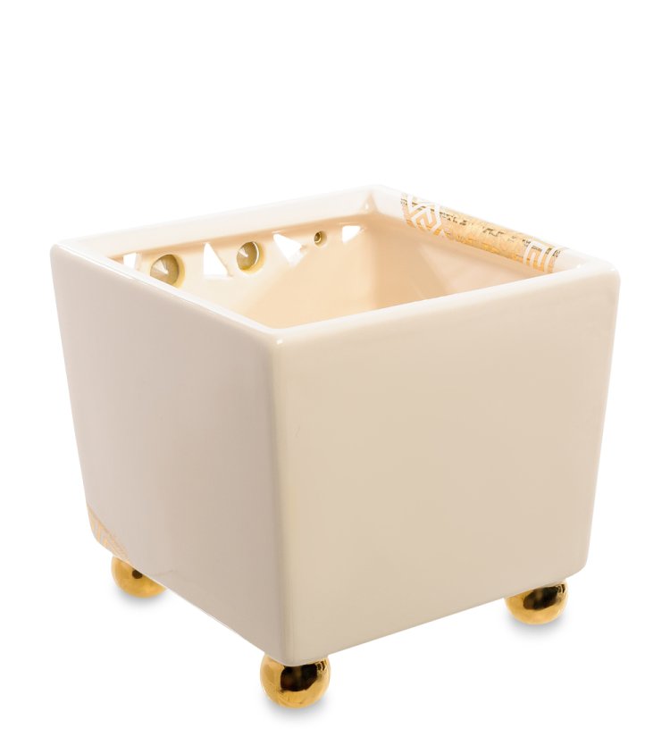 Квадратная низкая Ваза из керамики с кристаллами Сваровски Ahura, фотография с обратной стороны