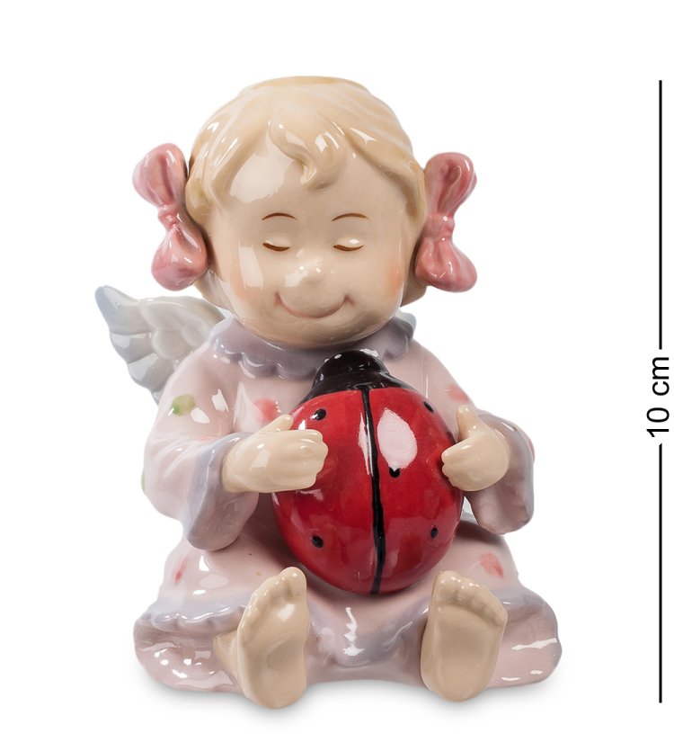 Статуэтка из фарфора Ангелочек девочка с божьей коровкой Pavone CMS-11/34