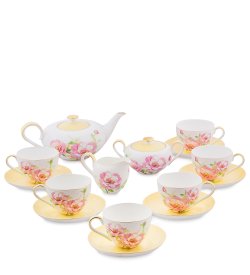 Чайный сервиз на 6 персон из фарфора Пионы