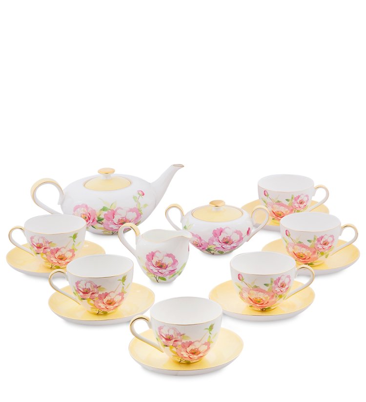Чайный сервиз на 6 персон из фарфора Пионы Pavone JK- 82