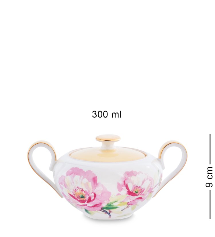 Чайный сервиз на 6 персон из фарфора Пионы Pavone JK- 82, фотография сахарницы