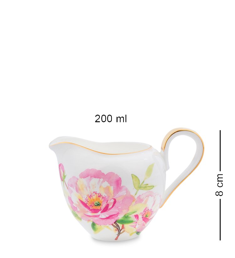 Чайный сервиз на 6 персон из фарфора Пионы Pavone JK- 82, фотография молочника