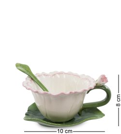 Чайная пара из фарфора с ложечкой Гвоздика