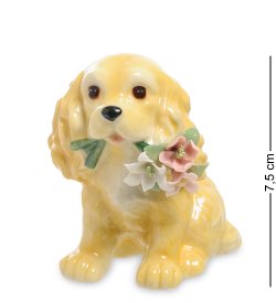 Статуэтка из керамики собачка с букетом в пасте