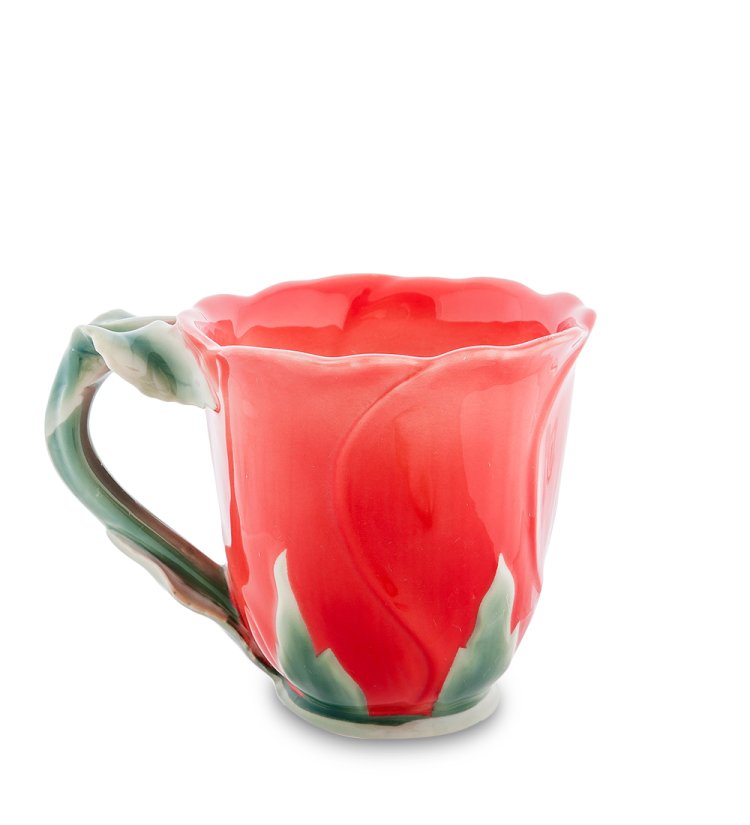 Кружка из фарфора Красная Роза Pavone FM-02/ 2, фотография сбоку