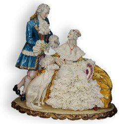 Статуэтка из фарфора Леди, кавалер и собака