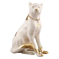 Статуэтка белый Барс с золотым декором