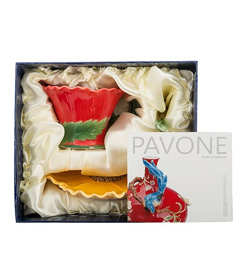 Чайная пара из фарфора с ложечкой Маки Pavone FM-07/ 1, упаковочный вид