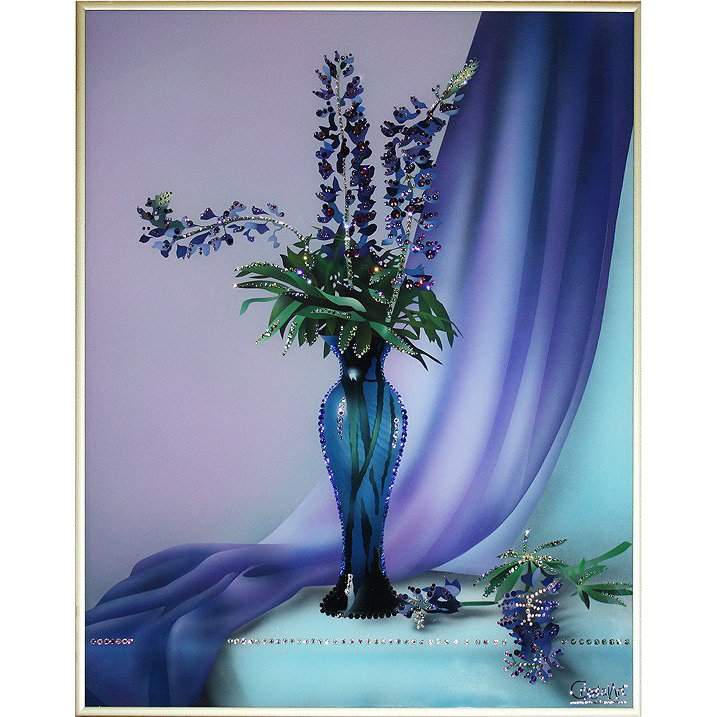 Картина Натюрморт с цветами c кристаллами Swarovski