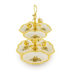 Двух ярусная менажница с 6 отсеками коллекция Fiori Gold