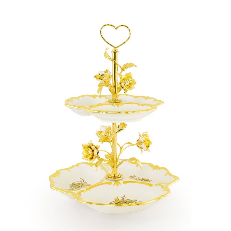 Двух ярусная менажница с 6 отсеками коллекция Fiori Gold Migliore De Luxe 27512, фотография 2