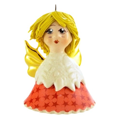 Статуэтка - колокольчик Ангел красно белый, светлые волосы