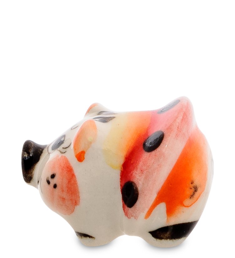 Фигурка маленький поросенок Цветная гжель ГЛ-501, фотография сбоку