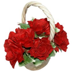 Статуэтка из фарфора корзина с красными Розами