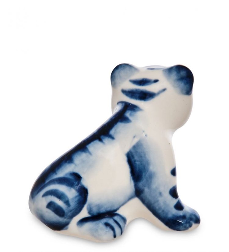 Фигурка Тигренок Голубая гжель ГЛ- 29, оборотная сторона