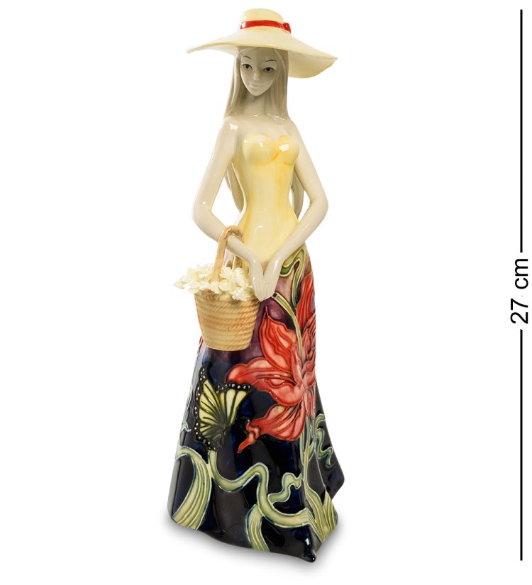 Статуэтка из фарфора Девушка с корзинкой бежевых цветов Pavone JP-170/ 5