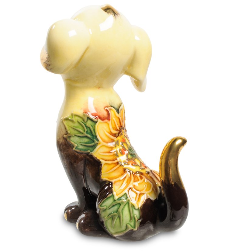 Статуэтка из фарфора Маленький Собачка с Подсолнухом Pavone JP-101/ 8, фотография со спины