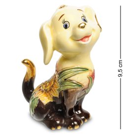 Статуэтка из фарфора Маленький Собачка с Подсолнухом