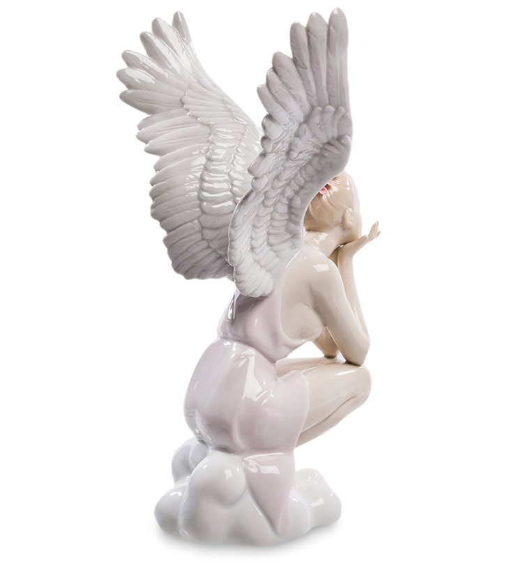 Статуэтка из фарфора Девушка Ангел с поднятыми крыльями Pavone JP-10 /13, фотография со спины