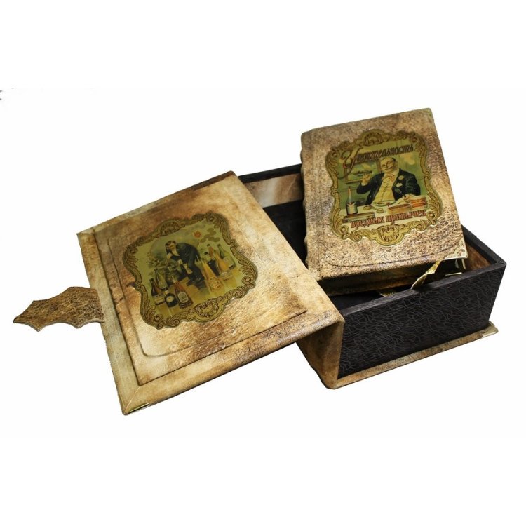 Книга кожаном переплете Упоительность вредных привычек, Сборник 8 репринтных книг BG5088F, фотография сбоку