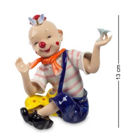 Статуэтка из фарфора Радостный клоун с бабочкой на лбу