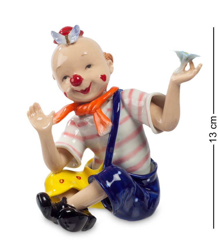 Статуэтка из фарфора Радостный клоун с бабочкой на лбу Pavone CMS-23/53