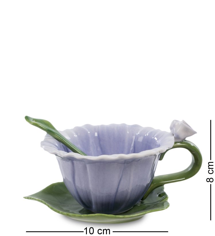 Чайная пара из фарфора с ложечкой Георгин Pavone CMS-07/ 3