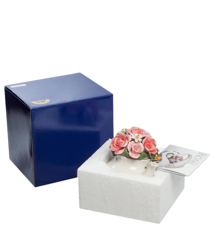 Композиция из керамики Чайник с цветами Pavone CMS-33/70, фотография в упаковке