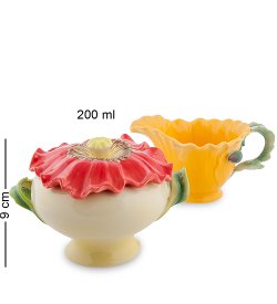 Набор сахарница и молочник из фарфора Маки