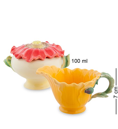 Набор сахарница и молочник из фарфора Маки Pavone FM-07/ 4, оборотная сторона композиции