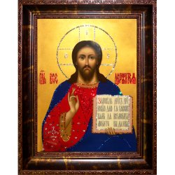 Икона с кристаллами Swarovski - Господь Вседержитель