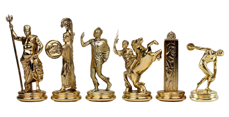 Шахматы на патинированной доске Олимпийские Игры Manopoulos MP-S-7-36-TIR, все золотые фигуры