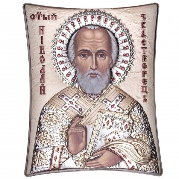Икона Николай Угодник в белой рамке, Размер 4x5 см Slevory 136TW2FWAA