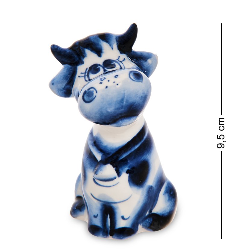 Статуэтка Корова Любава символ 2021 года Голубая гжель ГЛ- 11
