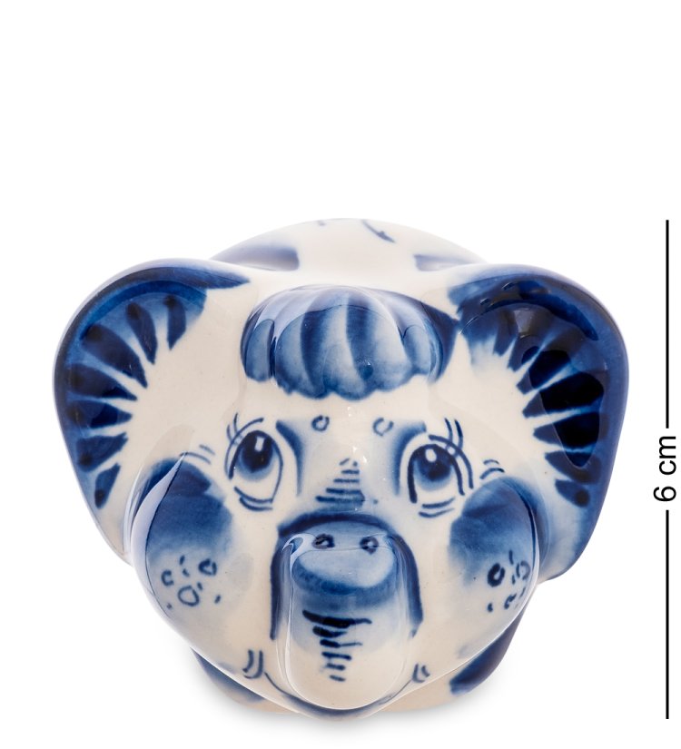 Статуэтка Мамонтенок Голубая гжель ГЛ-584, фотография спереди