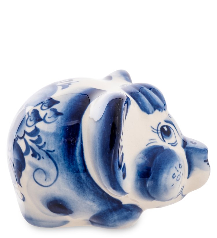 Статуэтка Мамонтенок Голубая гжель ГЛ-584, фотография сбоку