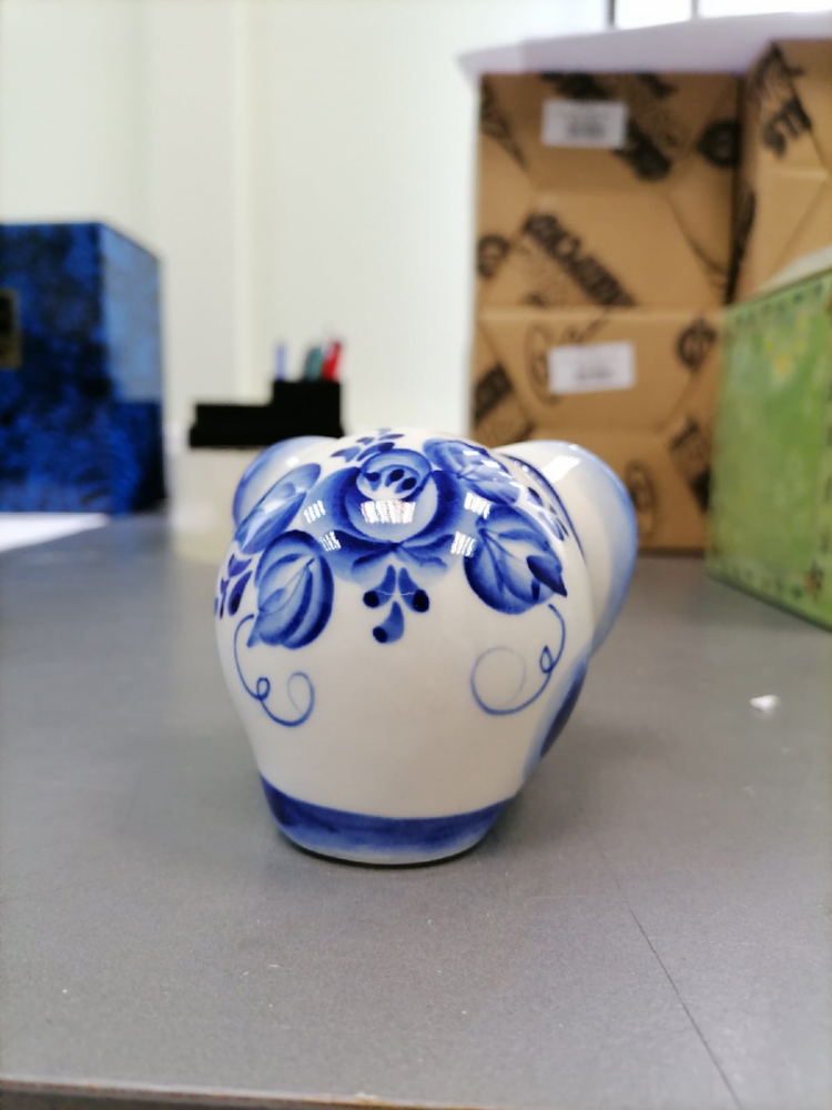 Статуэтка Мамонтенок Голубая гжель ГЛ-584, фото со склада оборотная сторона