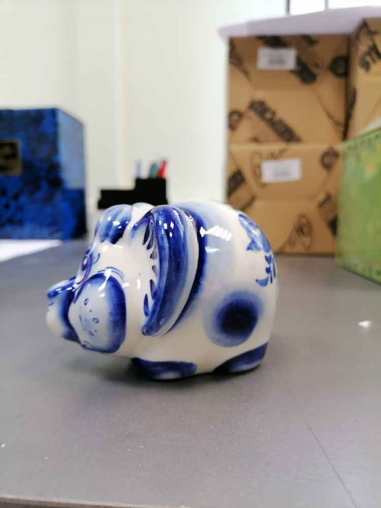 Статуэтка Мамонтенок Голубая гжель ГЛ-584, фото со склада профиль