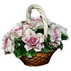Статуэтка из фарфора корзина с розовыми Розами
