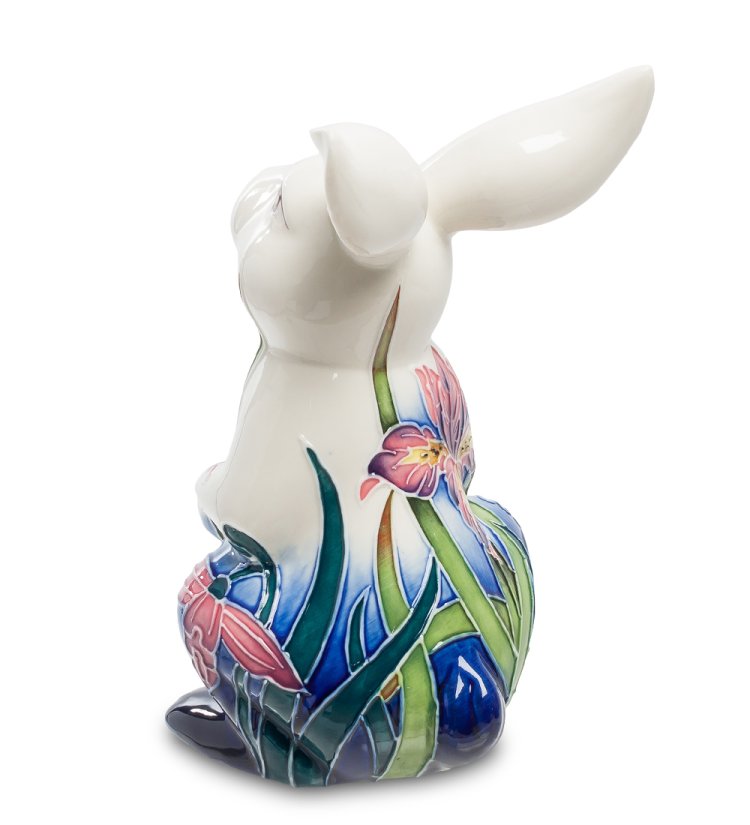Статуэтка из фарфора Маленький Белый Кролик в цветах Pavone JP-262/ 6, фотография со спины